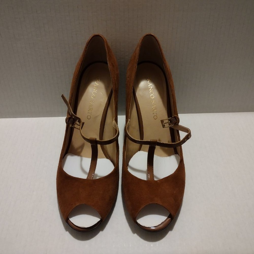 Franco Sarto Open Toe Brown High Heel Womens Shoe Size 9